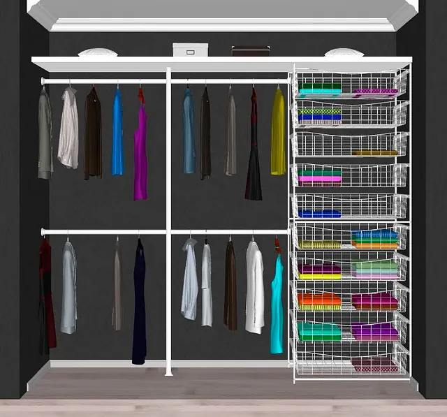 Løsning på innredning til garderobe mellom 240 - 360 cm